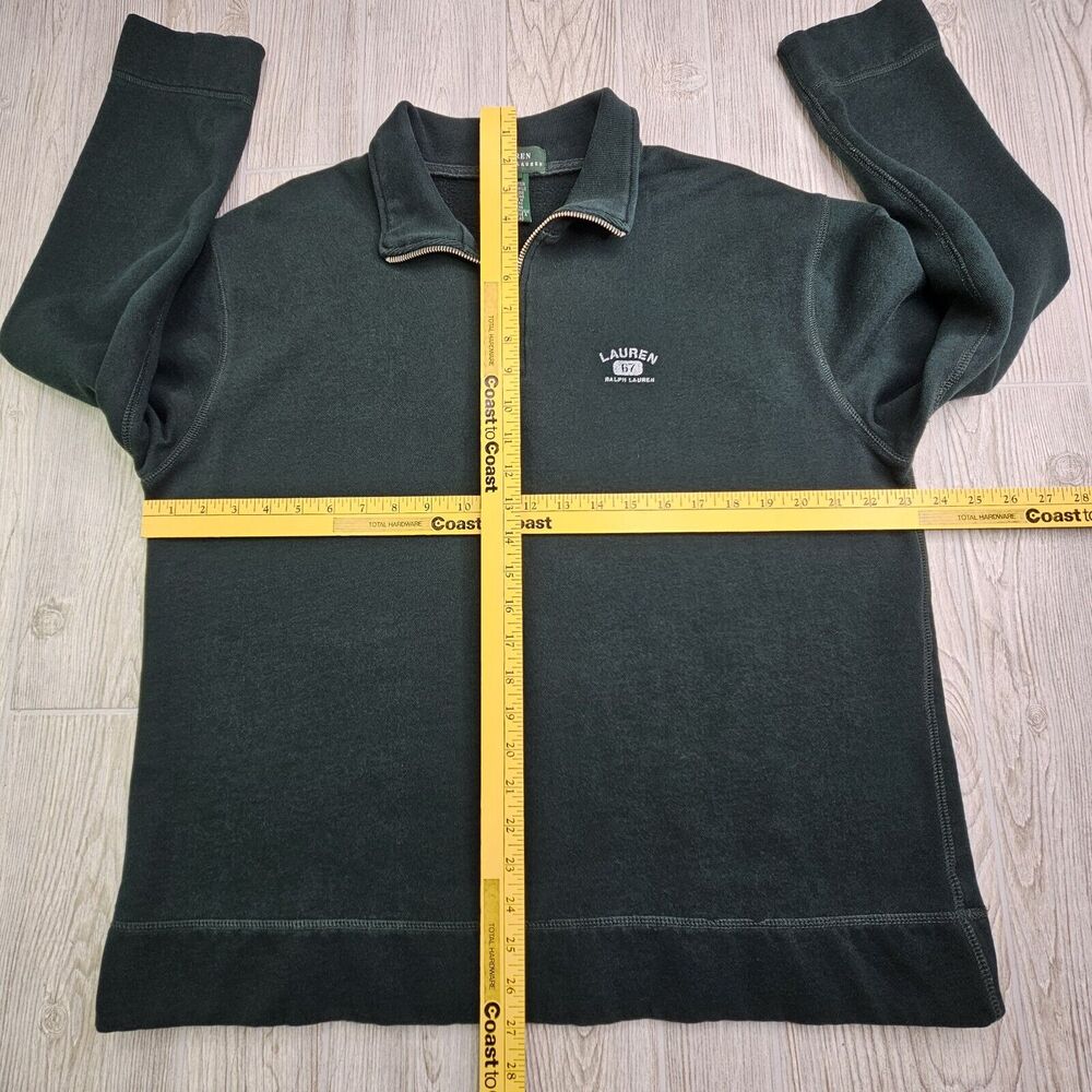 Lauren Ralph Lauren Shirt Women's Large Hunter Green 1/4 Zip Long Sleeve Fleece - Picture 2 of 7